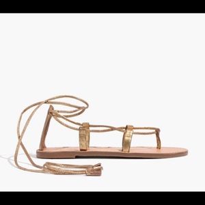 MADEWELL (Size 9) Gold Lace Up Sandals